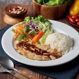 ข้าว สเต็กไก่