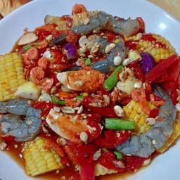 เกาเหลาข้าวโพดกุ้งสดกุ้งลวก