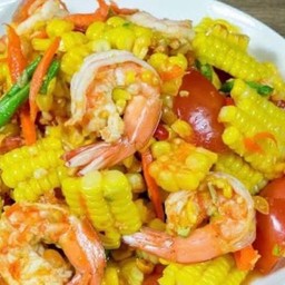 ยำข้าวโพดกุ้งลวก