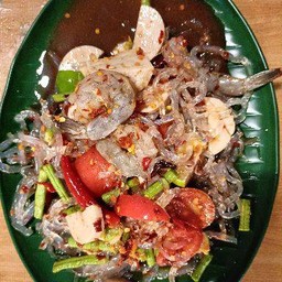 ตำเส้นแก้วกุ้งสดปลาร้า