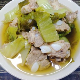 ข้าวราด ต้มกาดดองกระดูกหมู+หมูสับ