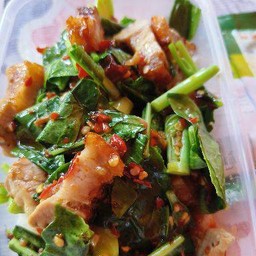 ผัดผักคะน้ากับข้าว