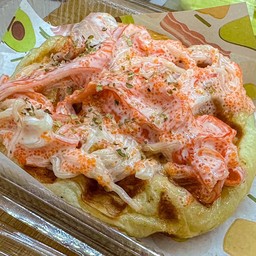 ปังวาฟเฟิล-ปูอัดน้ำสลัดไข่กุ้ง