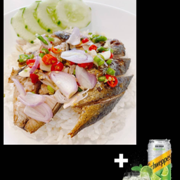 (Delicious With Coke) Mackerel Rice + Schweppes Lemon Soda Zero