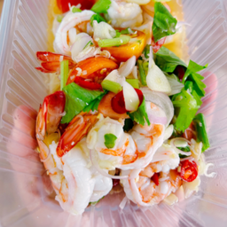ยำตะไคร้กุ้งสด(สุก)