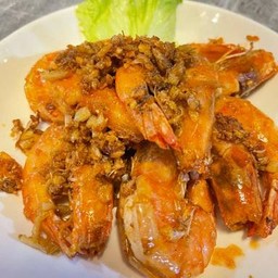 กุ้งทอดกระเทียมพริกไทย (กับข้าว)