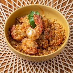 กุ้งแม่น้ำทอดสีทอง (กุ้งแม่น้ำ 4 ตัว)