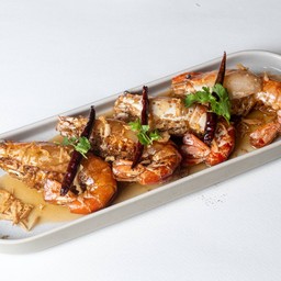 กุ้งแม่น้ำซอสมะขาม (กุ้งแม่น้ำ 4 ตัว