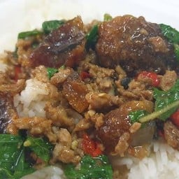 ข้าวกะเพราไข่เยี่ยวม้า