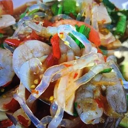 ตำเส้นแก้วกุ้งสดปลาร้า