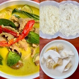 Set แกงเขียวหวานเนื้อ (แกงเขียวหวาน+ข้าวหรือขนมจีน+กล้วยบวชชี)