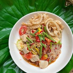 ตำเส้นเล็กนัวๆ หมุูยอและกุ้ง