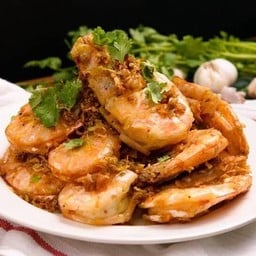 กุ้งชุปแป้งทอดกับข้าว