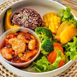 ข้าวไรซ์อกไก่ผัดBBQ ลีน