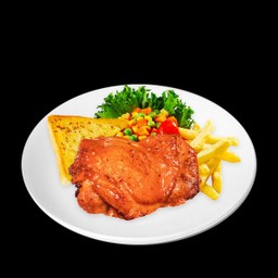 [อร่อยซ่ากับโค้ก] สเต็กสะโพกไก่สไปซี่ +  โค้ก ออริจินัล (ขวด)