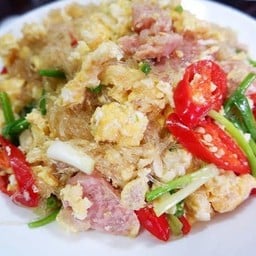 ข้าววุ้นเส้นผัดแหนม