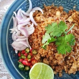 ข้าวหมูสับผัดปลาเค็ม