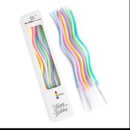 เทียนเกลียวยาวสีนมพาสเทล 6 เล่ม