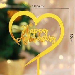 ป้ายปักเค้ก Happy Anniversary สีทองอันใหญ่ 1 อัน
