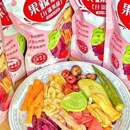 ผักผลไม้อบกรอบห่อชมพู