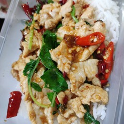 กะเพราไก่ราดข้าว