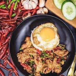 กะเพราหมูชิ้น-ราคาไม่รวมไข่ดาว