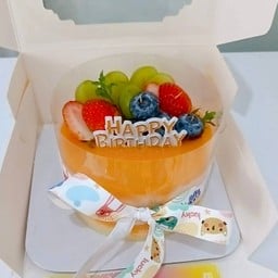 ครึ่งปอนด์ เค้กส้มตกแต่งผลไม้รวม