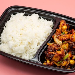 ข้าวหมูกรอบผัดพริกเผา