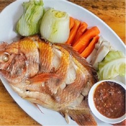 ปลาทับทิมนึ่งแจ่ว