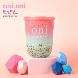 Straw-mint twotone milk tea