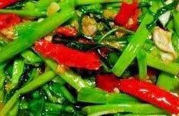 ผัดผักบุ้ง กับข้าว
