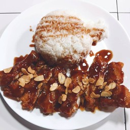 ข้าว ไก่ทอด ซอสกระเทียม