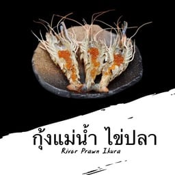 กุ้งแม่น้ำ ไข่ปลาแซลมอน Prawn Top Ikura 3ตัว Se9