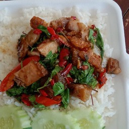 กระเพราหมูกรอบ