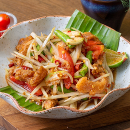 ตำปลาร้าคอหมูทอด