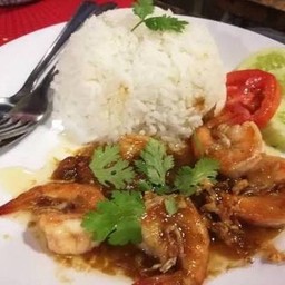 ข้าว กุ้งกระเทียม