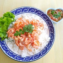 ข้าวหน้ากุ้งน้ำจิ้มซีฟู้ด