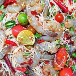 ตำขนมจีน+กุ้งสด