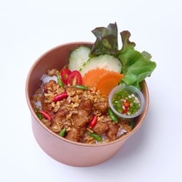 ข้าวหมูทอดพริกกระเทียม