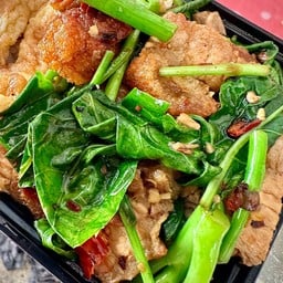 ผัดคะน้า ราดข้าว