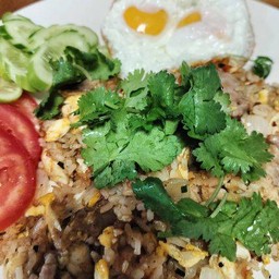 Fried Rice With Garlic Pork And Fried Egg