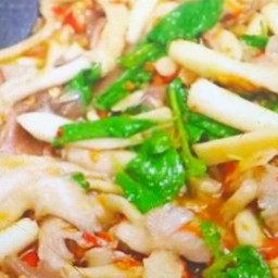 ผัดกระเพราเห็ดนางฟ้าหมูสับ(ราดข้าว)