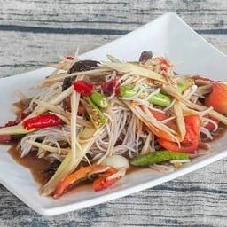 Northeastern style spicy papaya salad and vermicelli