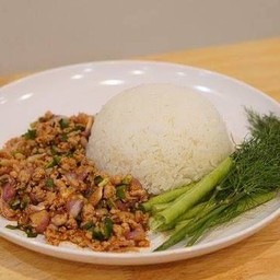 ลาบหมู+ข้าวสวย