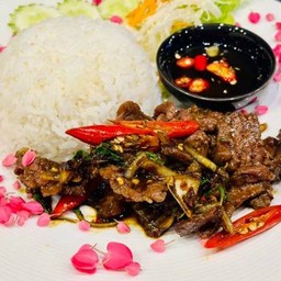 ข้าวร้าดกะเพรา เนื้อ