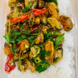 ข้าวกะเพราหอยแมลงภู่