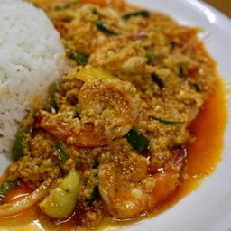 กับข้าว ผัดผงกระหรี่กุ้ง