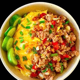 ข้าวไข่ข้น-หมูสับคั่วพริกเกลือ