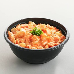 ข้าวหน้าโฮตาเตะแซลมอนย่างซอสสไปซี่