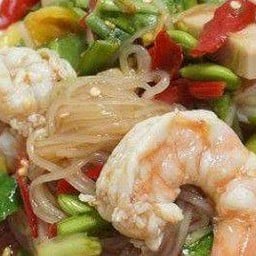 ตำเส้นเล็กกุ้งลวกหมูยอปลาร้า